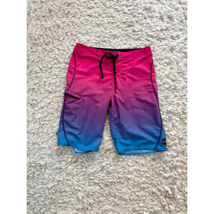 Boys O'Neill Hyperfreak Board Shorts Size 27 Pink Blue Swim Trunks